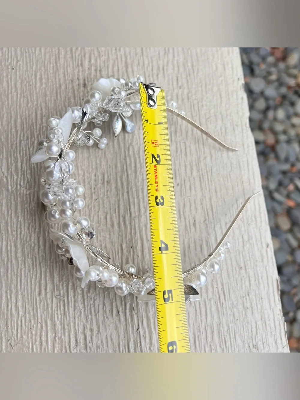 NIB Bridal Pearl Crystal Floral Headband Wedding Hair Crown Tiara White Silver